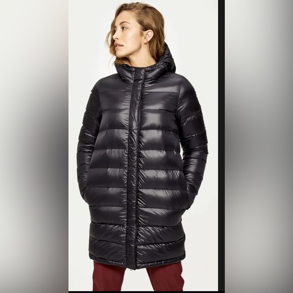 Lole Atelier Down Jacket Black Hood Size Small Insulation 600 Two Way Zipper - Picture 1 of 8